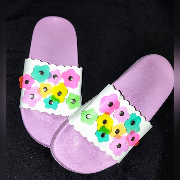 Other - Girl's Multi Color Flower Top Slip On sandal shoes Size 12/13 EUC